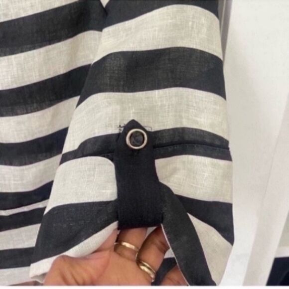 NWT Elegant ZARA STRIPED LINEN TOP Size XS - Picture 10 of 13